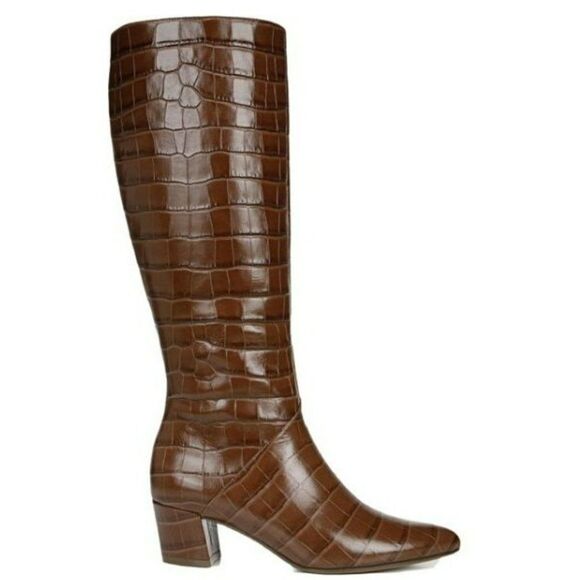NATURALIZER MELANIE LEATHER Zipper Knee-High Boots Brown,  7.5 W, NIB - Picture 1 of 4